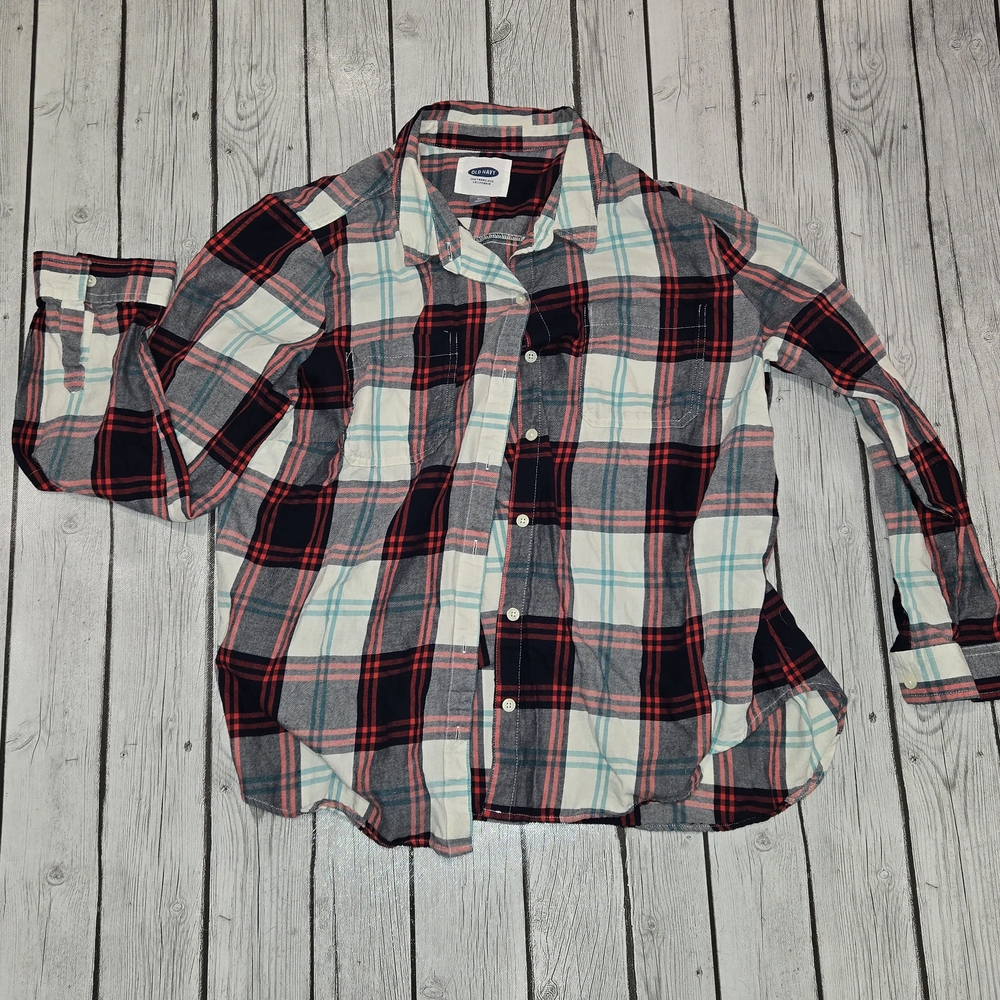Old Navy Blue, White, & Red Plaid Top Women’s Size XL